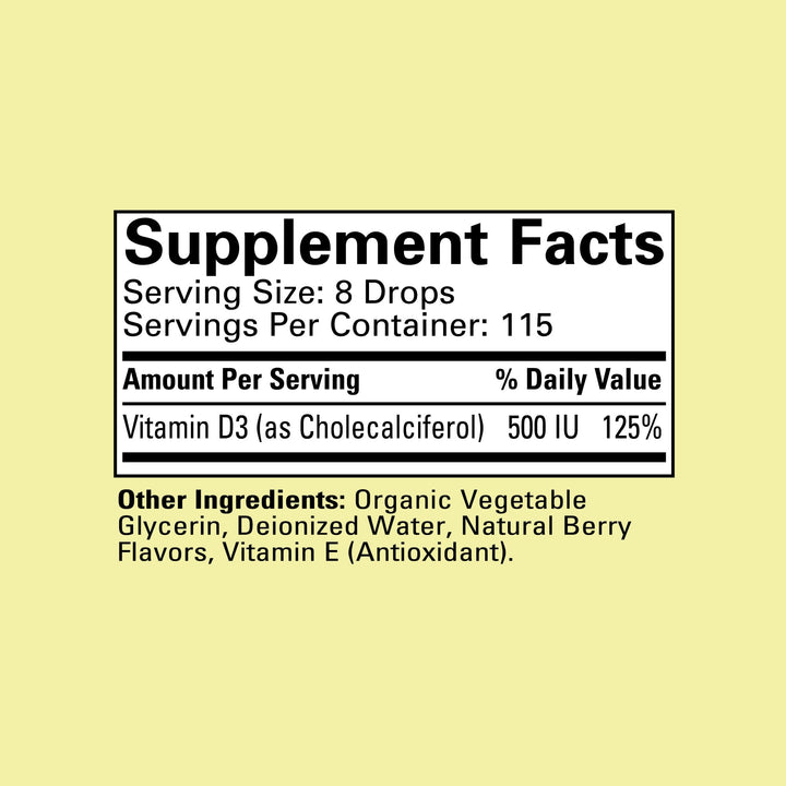 1 : Child Life Vitamin D3, Berry Flavor, Glass Bottle, 1 Ounce