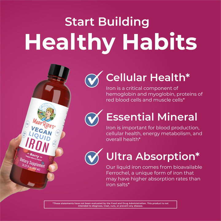 Iron Supplement for Women Men & Kids, Liquid Iron Supplement for Women Men & Kids, Iron for Healthy Blood & Oxygen, Ages 4 & Up, Sugar Free, Vegan, Non-GMO, Gluten Free, 15.22 Fl Oz