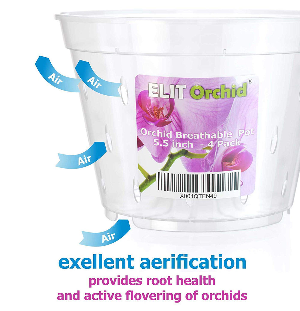 Orchid Pots with Holes Indoor Clear Plastic Plant Pot Set (5.5 - 4 Pack)