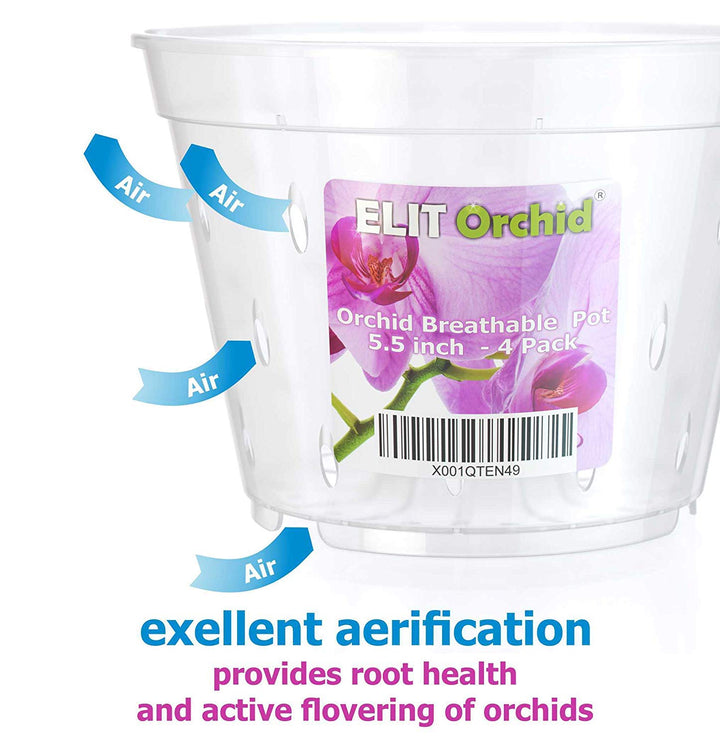 Orchid Pots with Holes Indoor Clear Plastic Plant Pot Set (5.5 - 4 Pack)