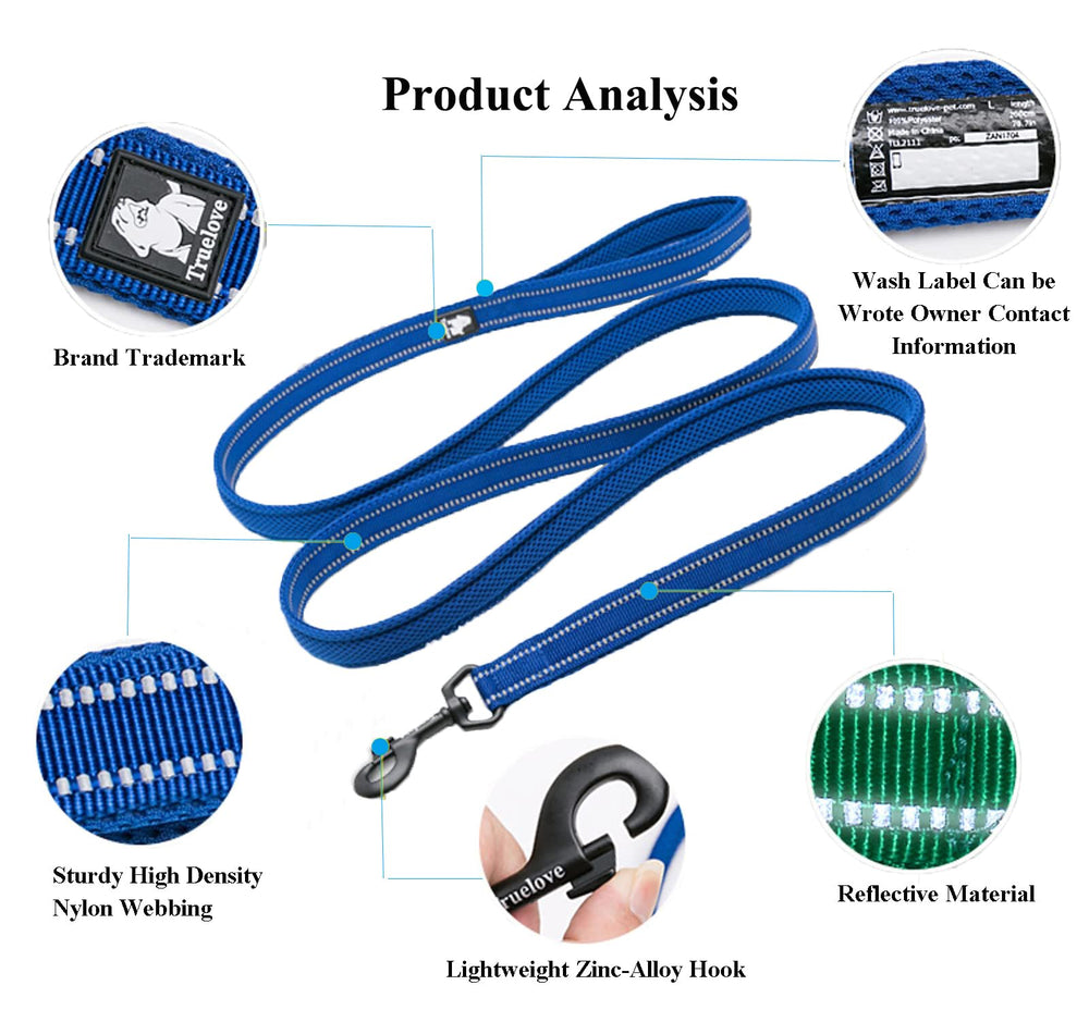 Reflective Dog Leash Puppy Walking Lead, Padded Pet Chain Rope,Length 200cm Truelove TLL2111(Blue,M)