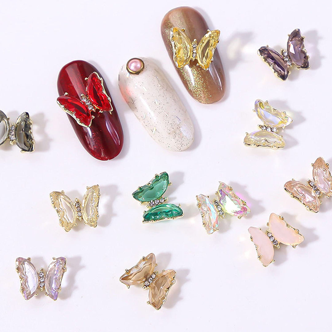 24pcs Zircon Butterflies 3D Nail Charms For Nail Art 3D Luxury Alloy Nail Art Accessories Charms For Nails Nail Butterflies For Acrylic Nails 3d Butterfly Nail Art Crystals Rhinestones Gems
