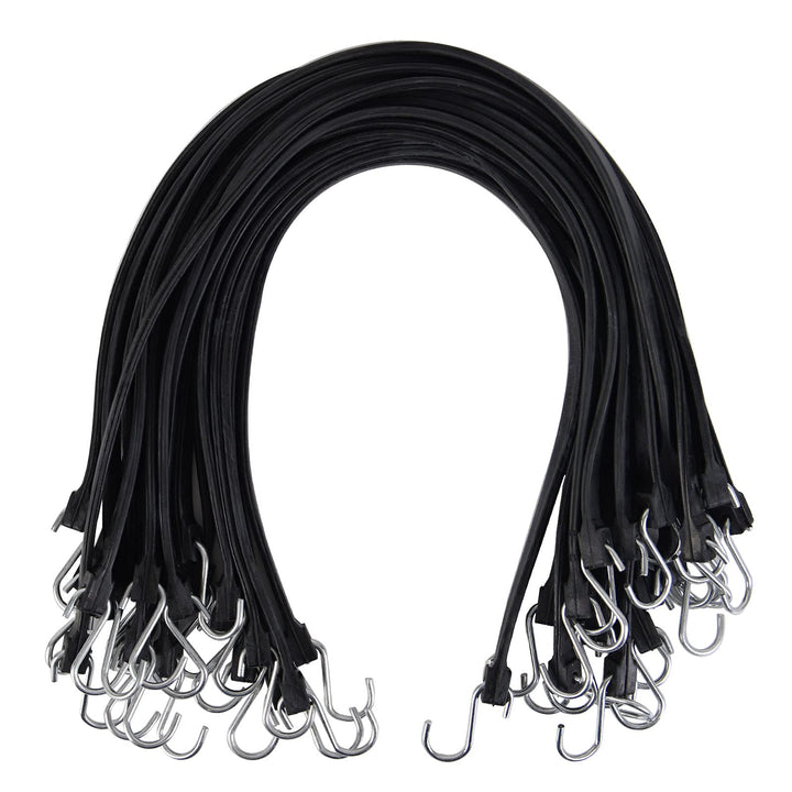 20 Pack 31'' Adjustable Natural Rubber Tarp Straps, EPDM Bungee Cords with Metal S Hooks, Ideal for Securing Tarps, Canvases, Motorcycle, and Cargo