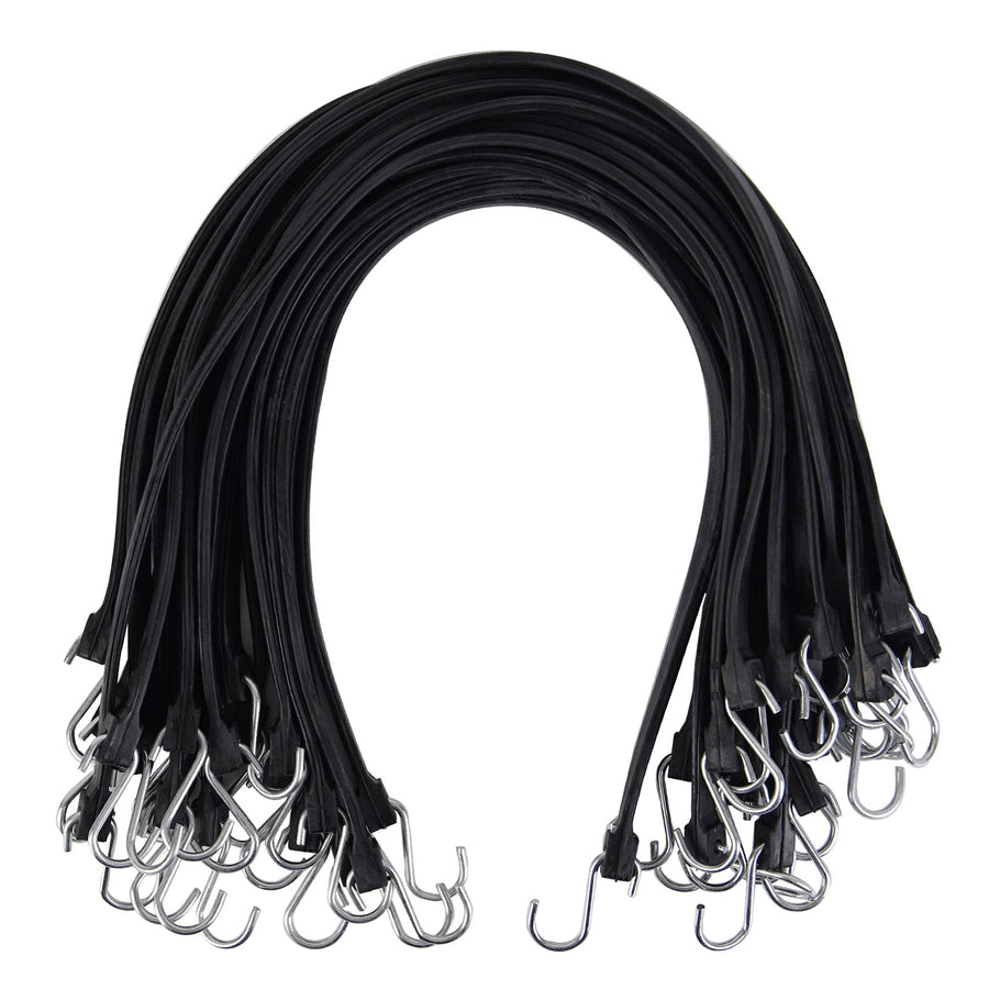 20 Pack 31'' Adjustable Natural Rubber Tarp Straps, EPDM Bungee Cords with Metal S Hooks, Ideal for Securing Tarps, Canvases, Motorcycle, and Cargo