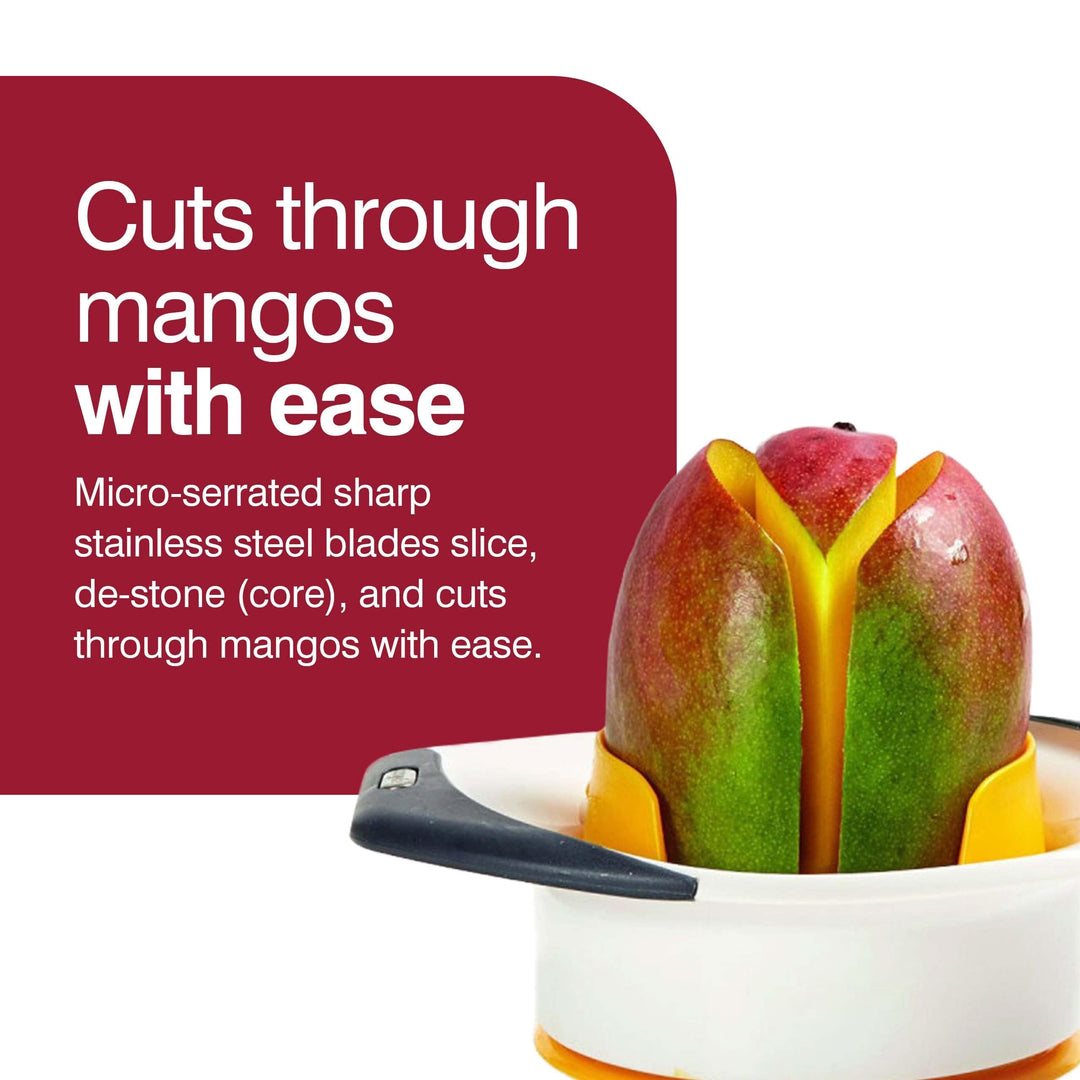 3-in-1 Mango Slicer, Peeler & Pit Remover Tool - Gifts for Cooks - Culinary Chef Gifts - Kitchen Mango Depitter & Peeler Gadget - Fruit Slicer with Micro-Serrated Stainless Steel Blader