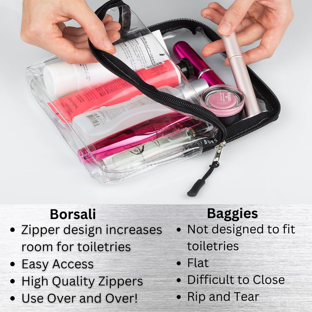 TSA Quart Size Bag Approved for Carry On Travel - One (1) Quart Clear Toiletires, Cosmetic and 3-1-1 Liquids Toiletry Bag