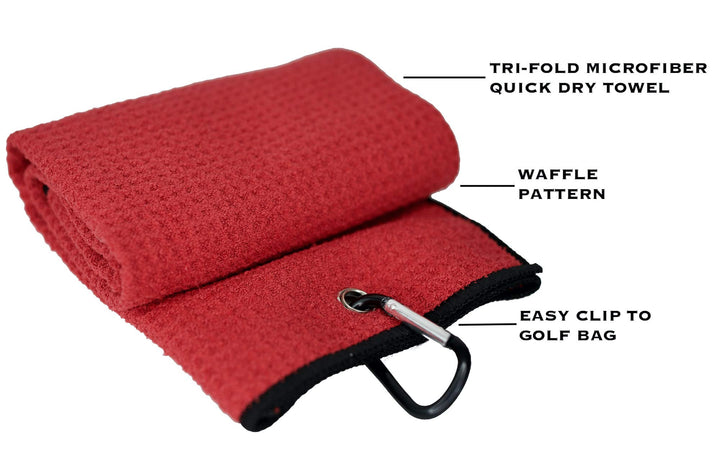 Golf Accessories Gift Set - Golf Towel, Golf Club Brush with Groove Cleaner, Foldable Divot Repair Tool with Ball Marker, Golf Ball Line Marker and Tees with Holder - Golf Club Cleaning Kit