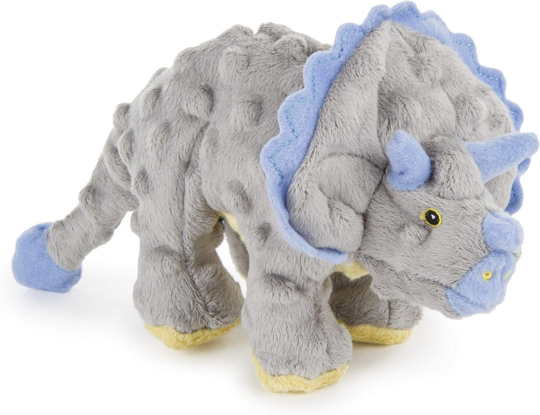 Dinos Frills Squeaky Plush Dog Toy, Chew Guard Technology - Gray, Small