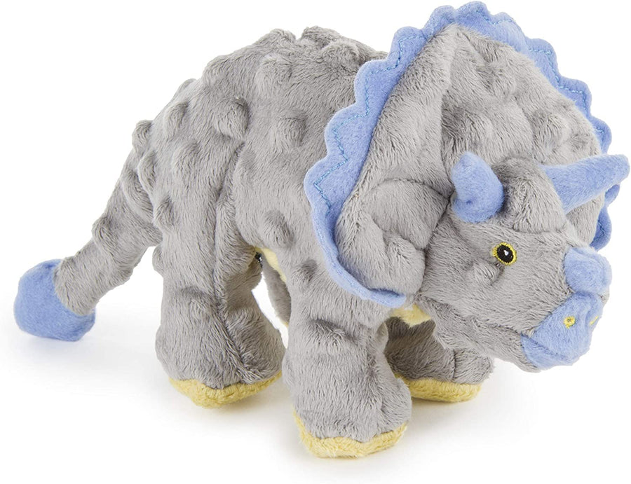 Dinos Frills Squeaky Plush Dog Toy, Chew Guard Technology - Gray, Small