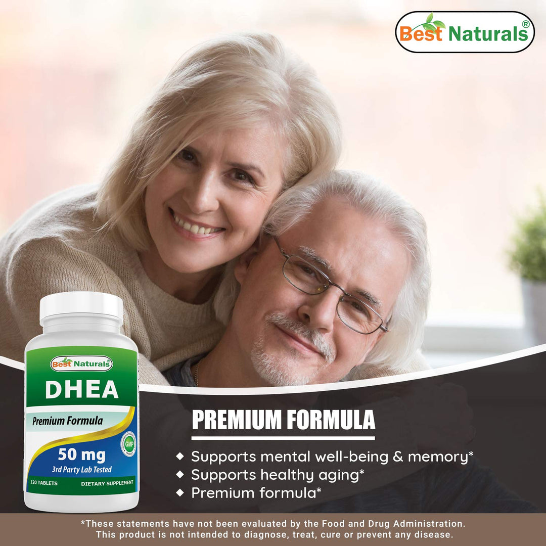 DHEA 50 mg 120 Tablets - Supports Balanced Hormone Levels for Men & Women - Promotes Healthy Aging - USA Manufactured