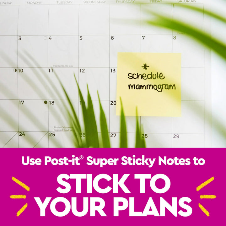 Super Sticky Notes, 4x6 inches, 5 Pads, 2x the Sticking Power, Canary Yellow, Recyclable