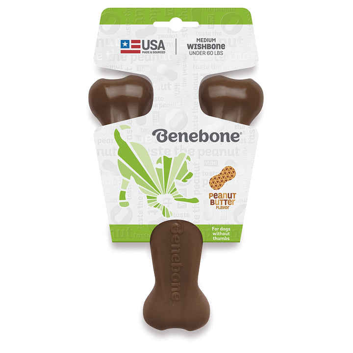 Indestructible Wishbone Dog Chew Toy for Aggressive Chewers, Long Lasting Tough Boredom Breaker for Dogs, Real Peanut Flavour, For Medium Dogs, Made in the USA.