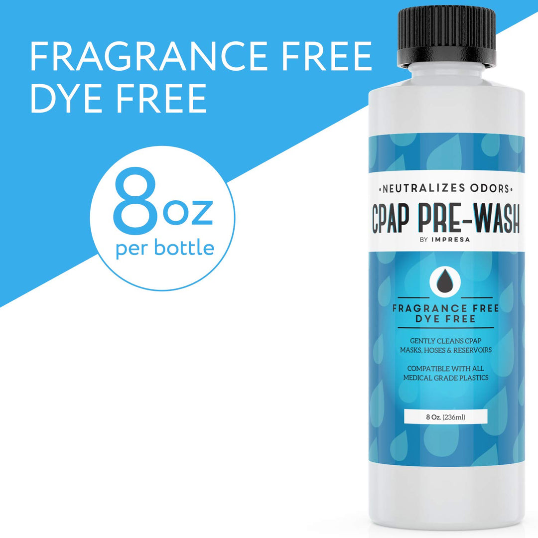 8 Ounce CPAP Pre-Wash - Scent-Free/Dye-Free Soap - Neutralizes Odors - Prewash Compatible with All Pap Equipment and Sanitizer/Sanitizing Machine - Made in The USA