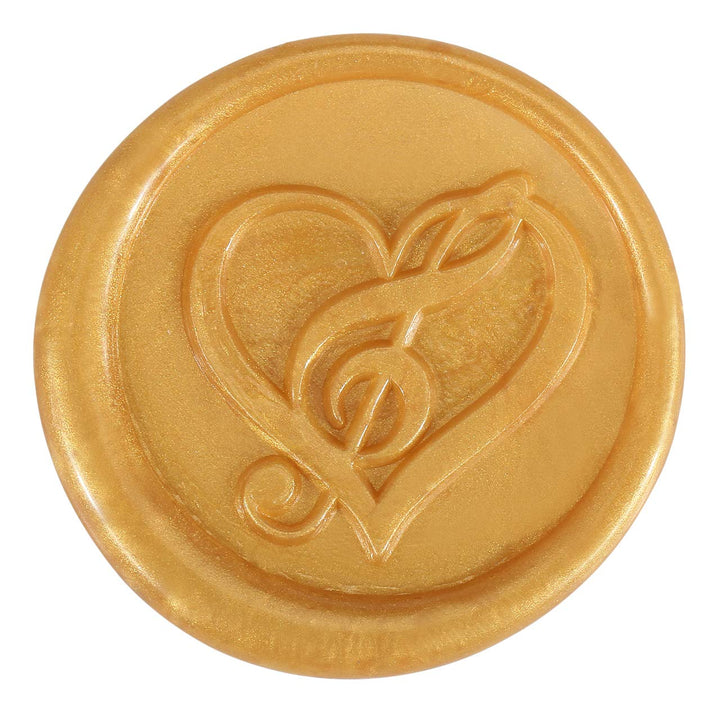 Music Heart Wax Seal Stamp, Vintage Brass Head Wooden Handle Sealing Stamp for Wedding Party Invitations Envelopes Gift Packing
