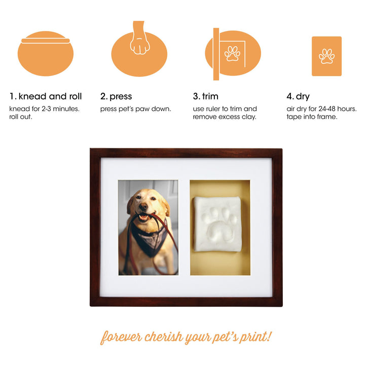 Dog Or Cat Paw Prints Pet Wall Frame With Clay Imprint Kit, Pet Sentiment Keepsake Frame, Pet Memorial Picture Frame, Espresso 4 x 6