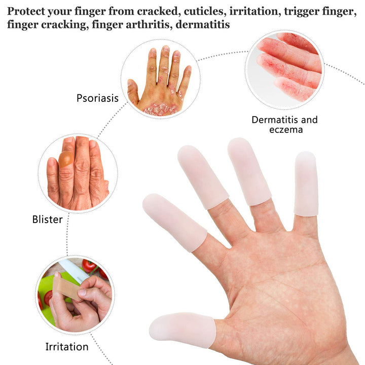 30 Pieces Gel Finger Protector Finger Cots Silicone Finger Cover Cap Gel Finger Sleeves Finger Support for Finger Cracking, Finger Trigger (White)