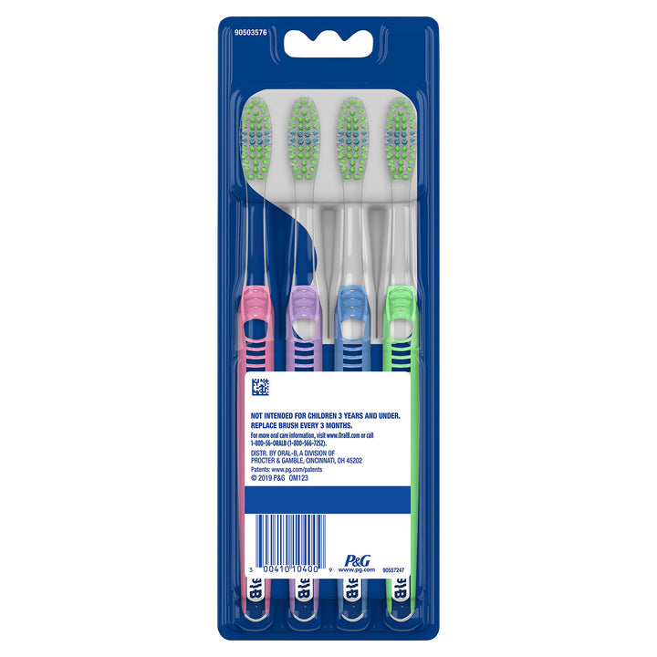 40 Soft Bristles Indicator Contour Clean Toothbrush, 4 Count