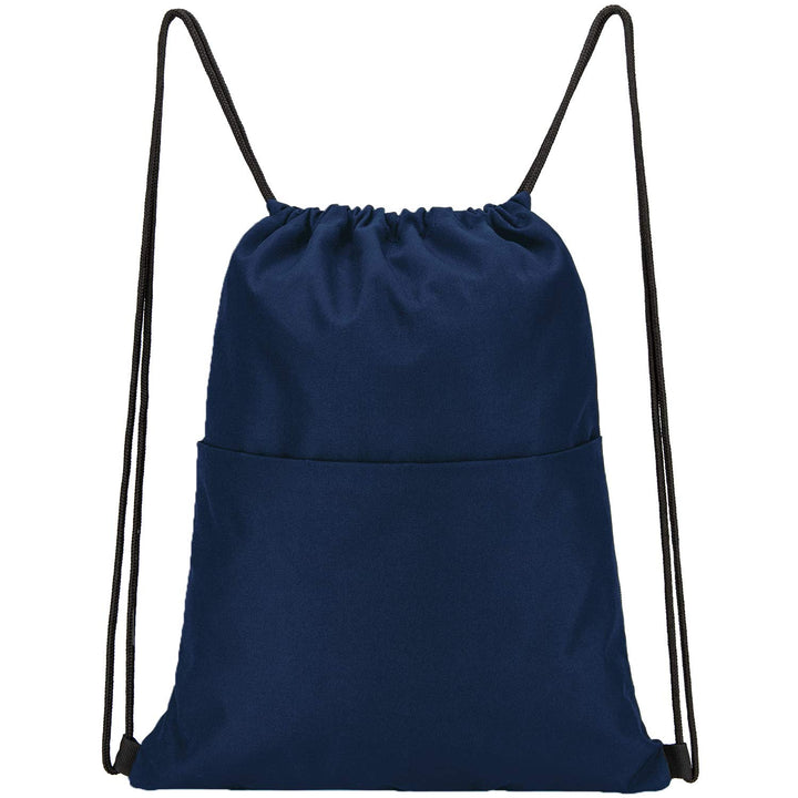 Drawstring Backpack Water Resistant String Bag Sports Sackpack Gym Sack with Side Pocket for Men Women - Navy