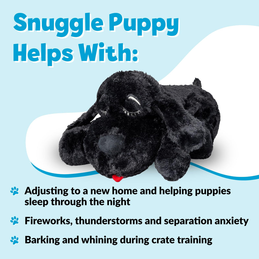 Original Snuggle Puppy Heartbeat Stuffed Toy for Dogs. Pet Anxiety Relief and Calming Aid, Comfort Toy for Behavioral Training in Black