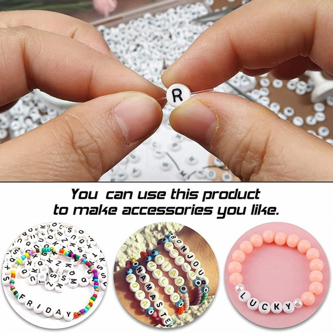 100 PCS Letter Beads White Round Acrylic Alphabet Beads Letter R Beads for Jewelry Making Bracelets Necklaces Key Chains DIY 4X7 mm