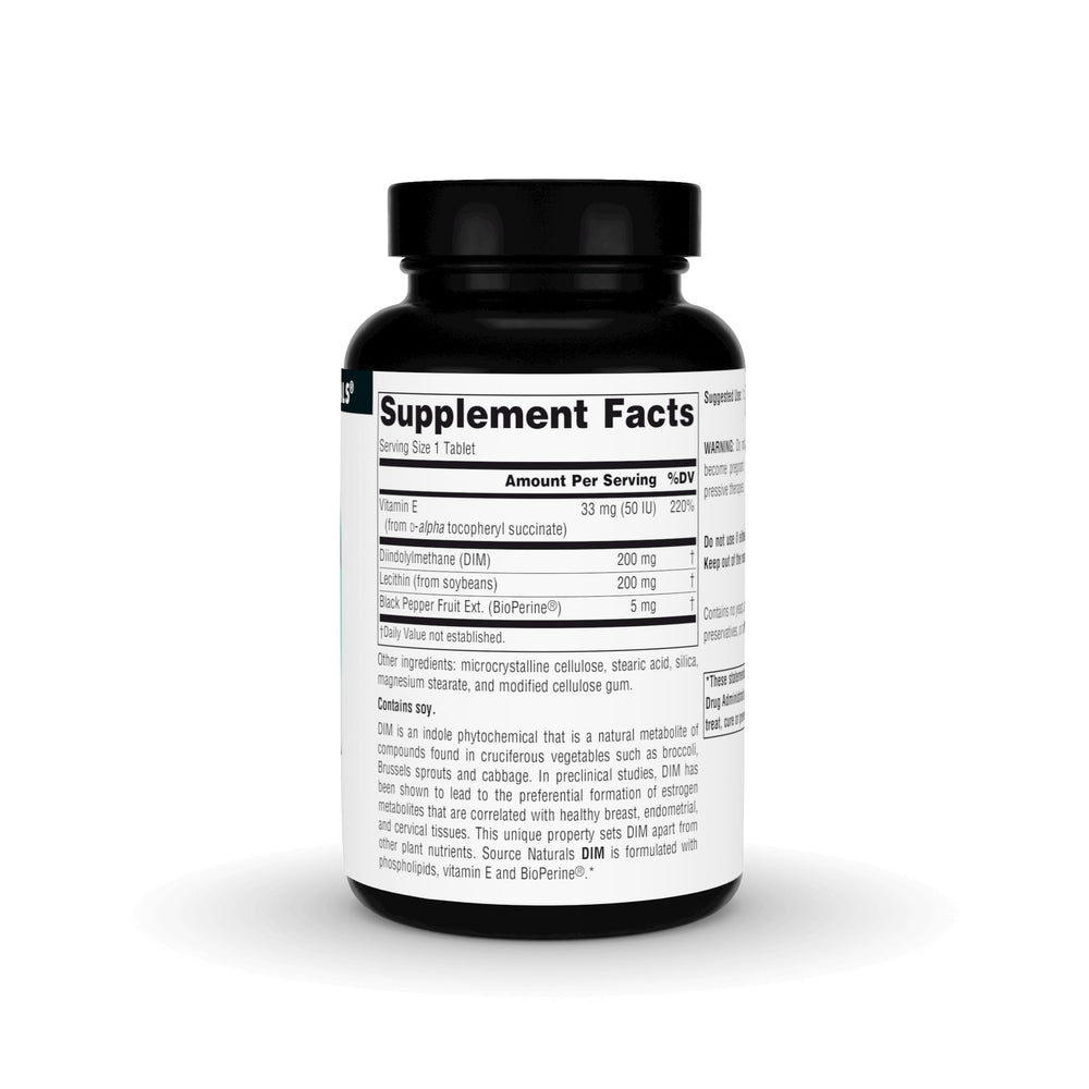 DIM, Diindolylmethane 200mg with BioPerine, Vitamin E & More - 60 Tablets