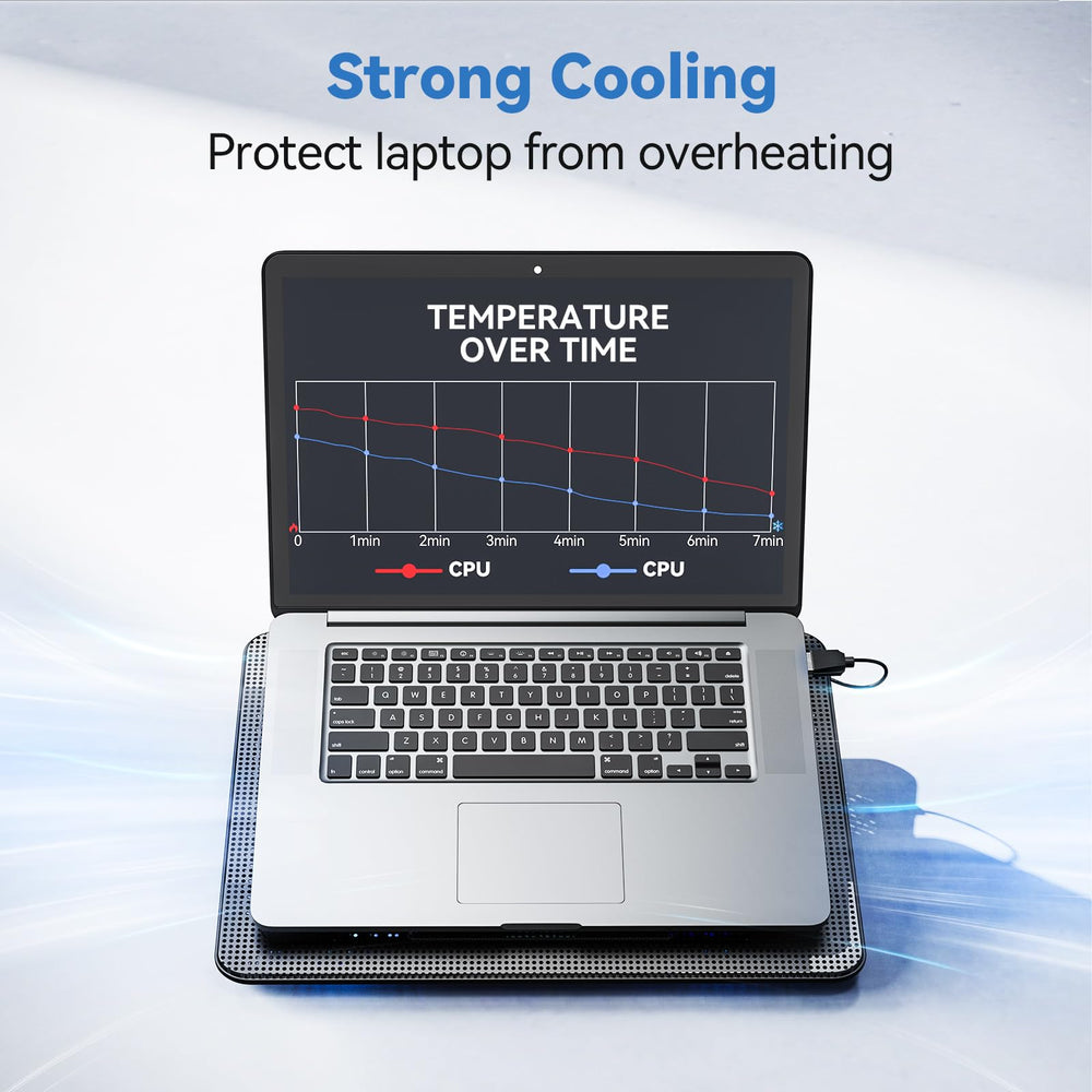 Laptop Cooling Pad, Portable Slim Quiet USB Powered Laptop Notebook Cooler Cooling Pad Stand Chill Mat with 3 Blue LED Fans, Fits 12-17 Inches (Black)