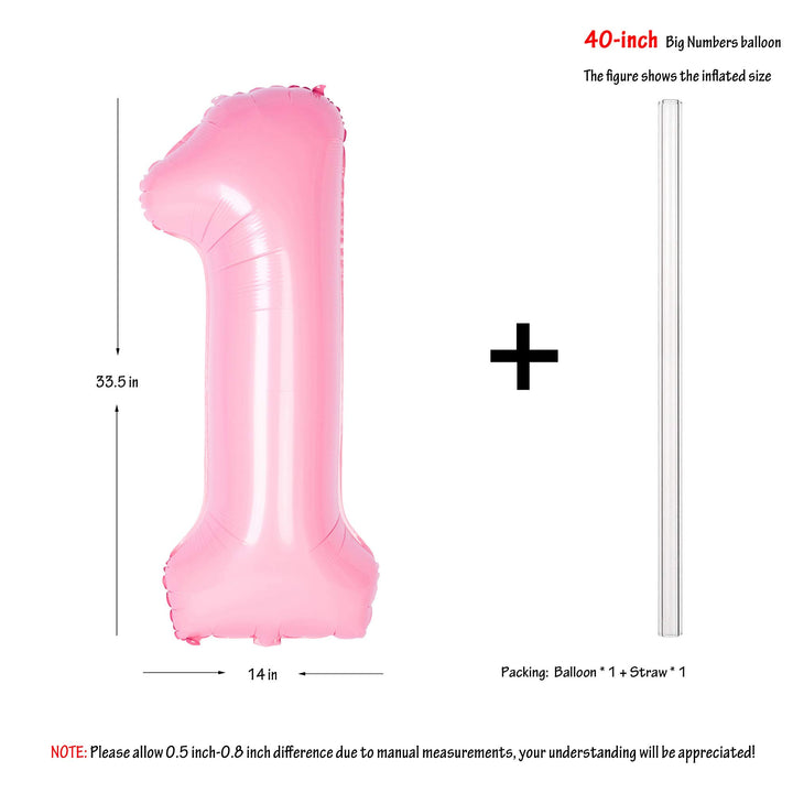 40 Inch Pink Numbers 0-9 Birthday Party Decorations Helium Foil Mylar Number Balloon (Balloon 1, Tiffany Pink)