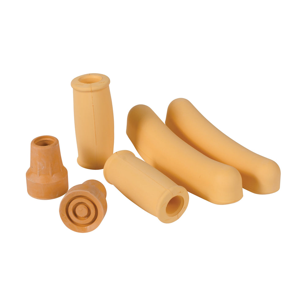Crutches Accessories Kit with Foam Underarm Crutch Pads, Closed-Style Hand Grip Covers and Durable Slip-Resistant Rubber Tips, Beige