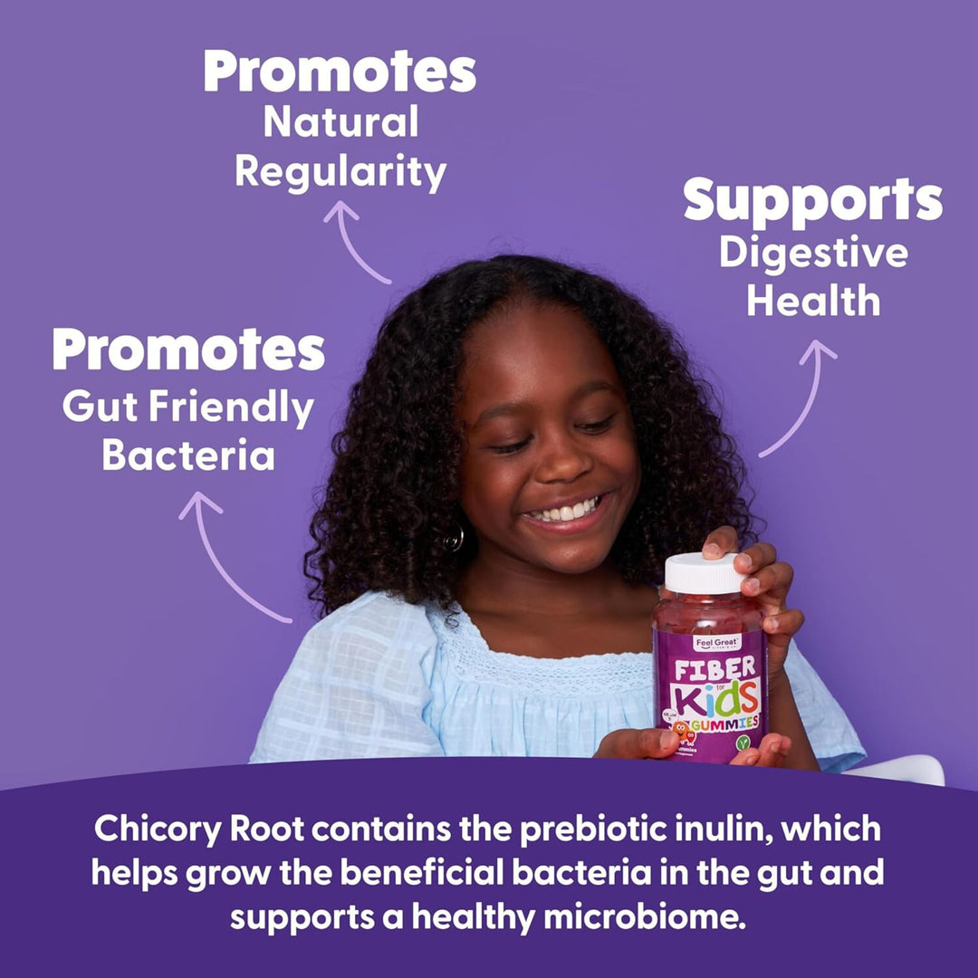 Fiber Gummies for Kids for Digestive Support | Constipation Relief for Kids | Fruity Flavored Chewable Fiber Gummies | Vegetarian Supplements | 60 Day Supply