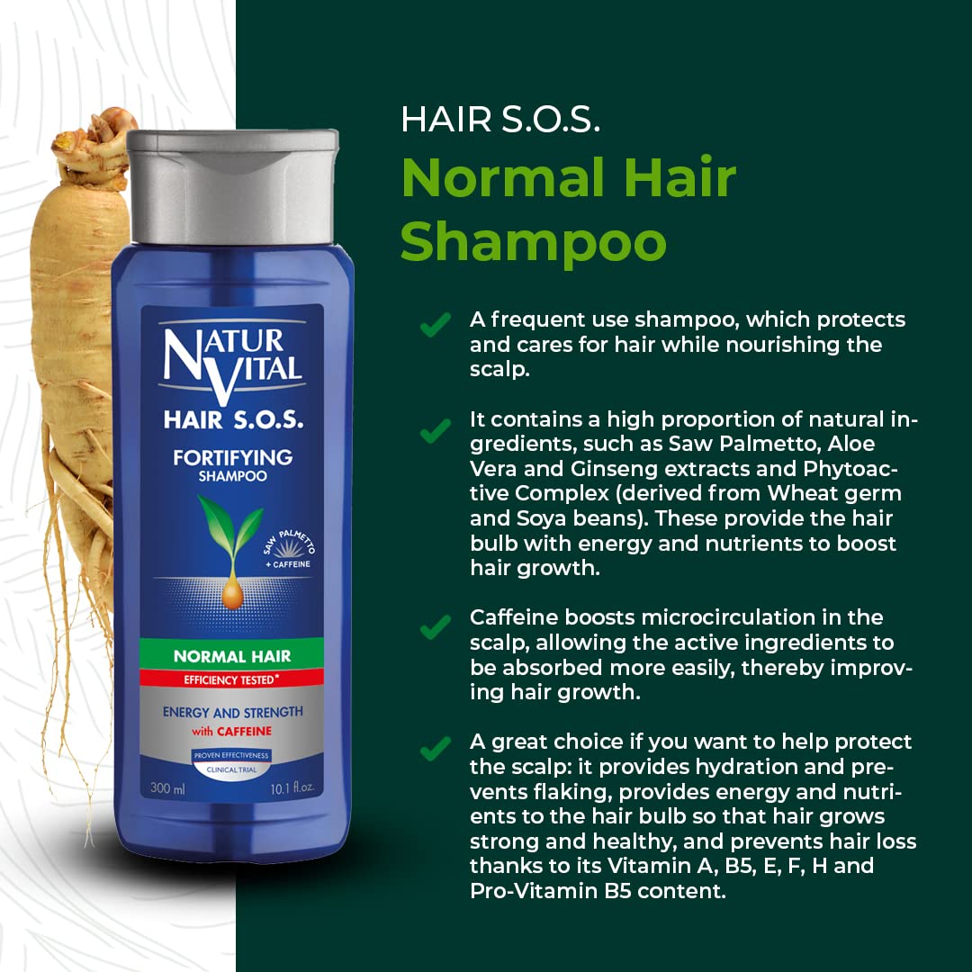 Unisex, Natural Aloe Vera & Ginseng Organic Hair SOS Revitalizing Shampoo for Normal Hair, Prevents Hair Breakage, Cruelty-Free & Paraben-Free