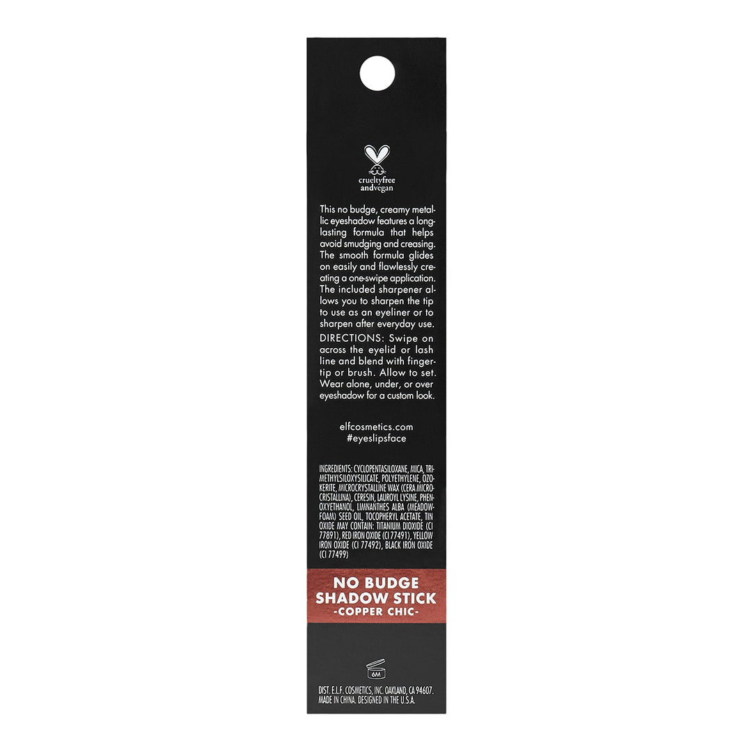 No Budge Shadow Stick, Longwear, Smudge-Proof Metallic Eyeshadow, Copper Chic, 0.056 Oz (1.6g)