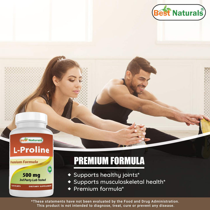 L-proline Amino Acid Dietary Supplement 500 Mg, 120 Count (817716014456)
