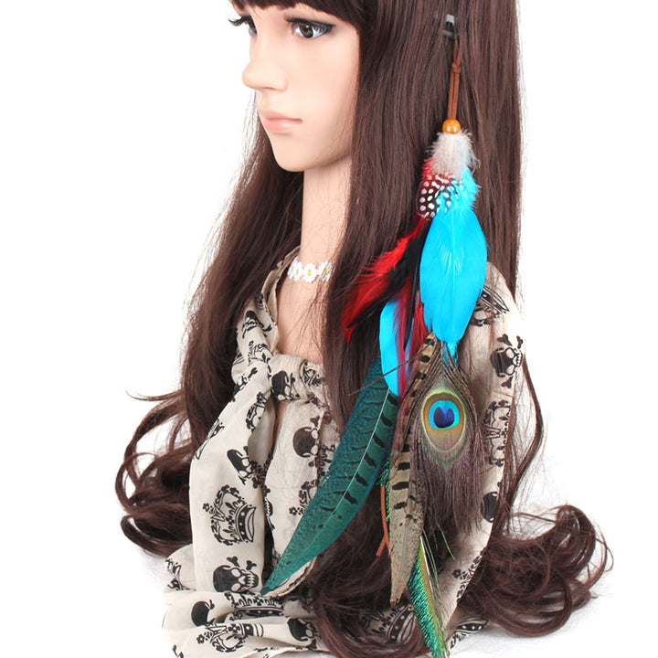 1 Pc Handmade Boho Hippie Hair Extensions with Feather Clip Comb Hairpin Headdress DIY Accessories for Girls Women Lady