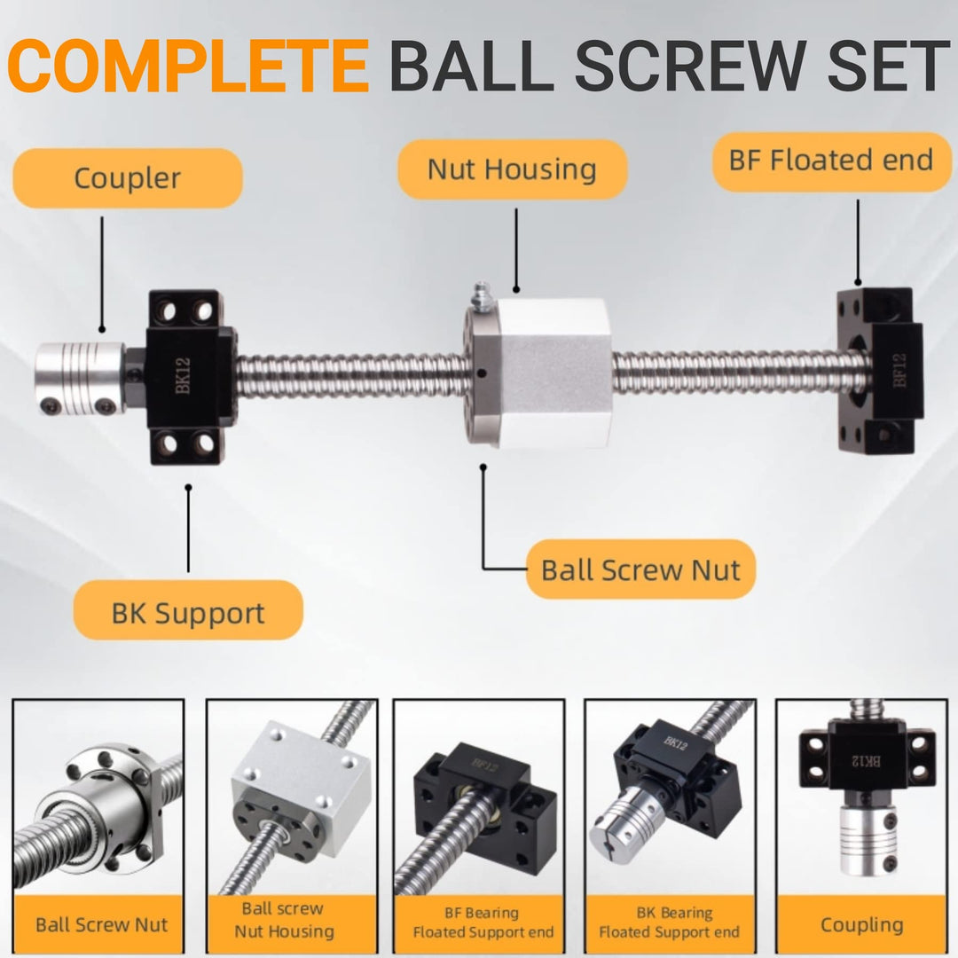 ANWOK Ball Screw SFU1605-400mm-C7 BallScrews with A Ball Nut and Machining Antibacklash for CNC with BK10/BF10 Standard End Machining, Length 15.74 inch/400mm