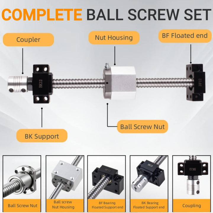 ANWOK Ball Screw SFU1605-400mm-C7 BallScrews with A Ball Nut and Machining Antibacklash for CNC with BK10/BF10 Standard End Machining, Length 15.74 inch/400mm