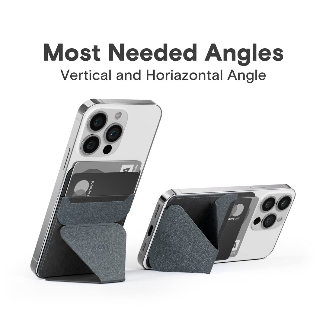 Phone Stand with 3M Adhesive for Android, iPhone and Most Smartphones, 2 Viewing Angles, Slim Wallet Stand (Starry Grey)