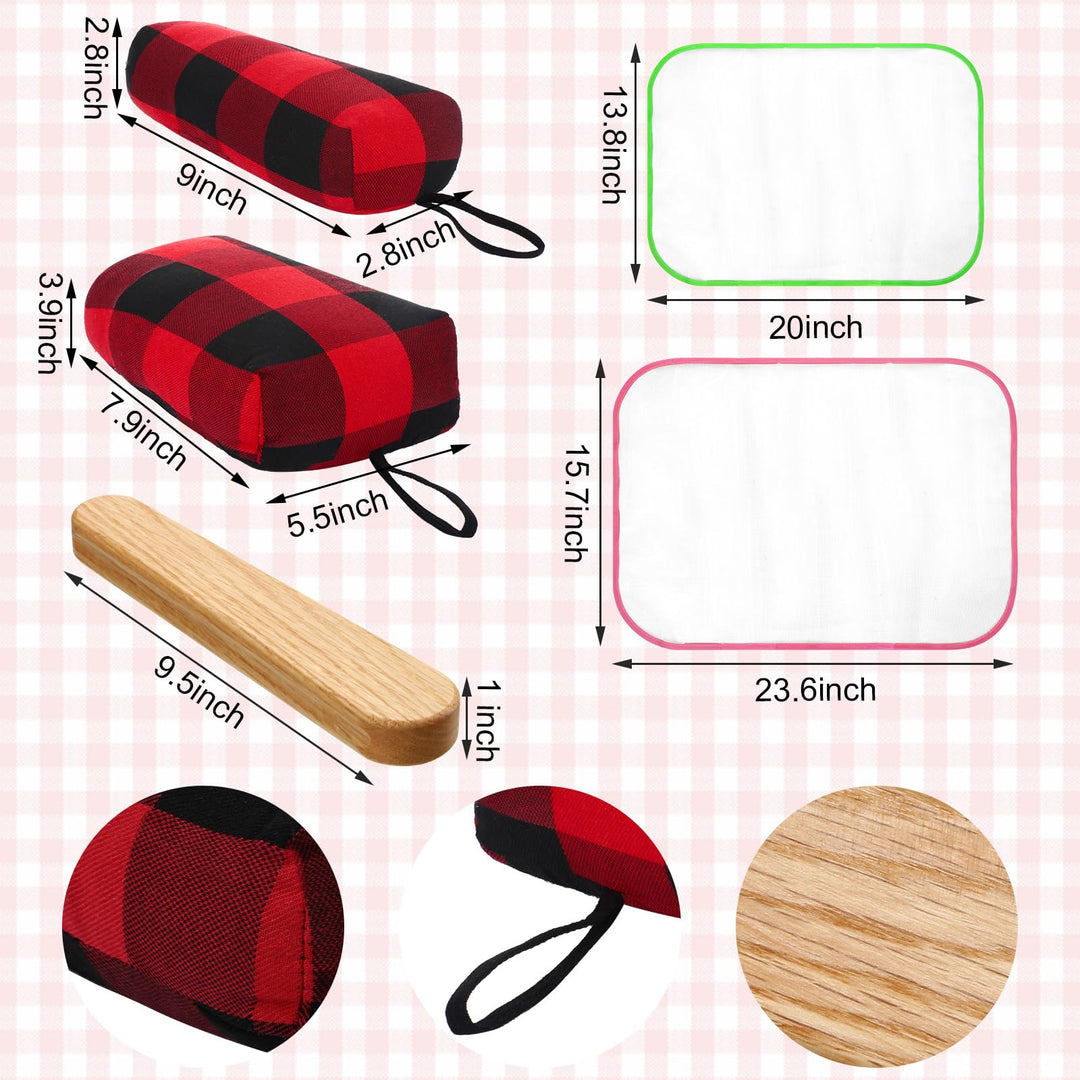 5 Pieces Tailor's Ham Seam Roll Tailors Hard Wood Tailors Clapper Bundle Protective Ironing Scorch Mesh Ironing Pressing and Molding Darts Curved Seams Tailors Clapper for Ironing Protection