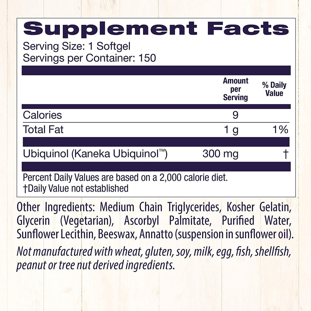 Ubiquinol (Active Form of CoQ10), 300 mg - Activated Form of CoQ10 - Kaneka Ubiquinol Supplements for Heart Health & Antioxidant Support - Gluten-Free & Non-GMO - 150 Softgels