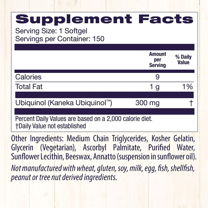 Ubiquinol (Active Form of CoQ10), 300 mg - Activated Form of CoQ10 - Kaneka Ubiquinol Supplements for Heart Health & Antioxidant Support - Gluten-Free & Non-GMO - 150 Softgels
