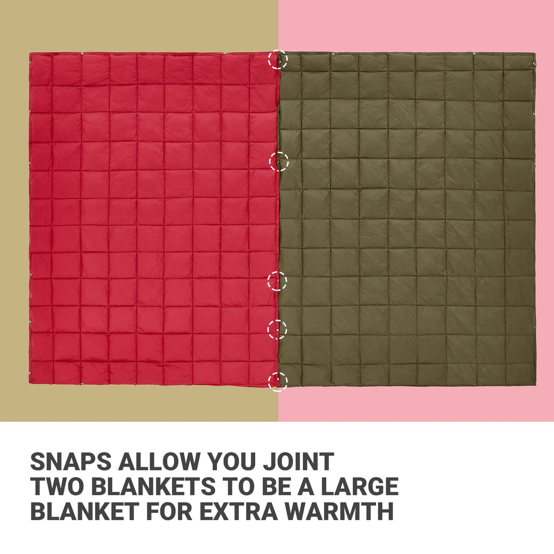 Camping Blanket Lightweight, Multifunctional Warm Puffy Outdoor Blanket with Snap Button, Water Repellent, Packable, for Travel, Airplane, Hiking, Picnic