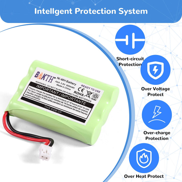 900mAh 3.6V Ni-MH Square-Hole Plug Battery for Motorola MBP33 MBP33S MBP33PU MBP35 MBP36 MBP36S MBP36PU MBP41 MBP43 Baby Monitor (Don't fit MBP33S MBP36 MBP36S with Round Hole Plug)