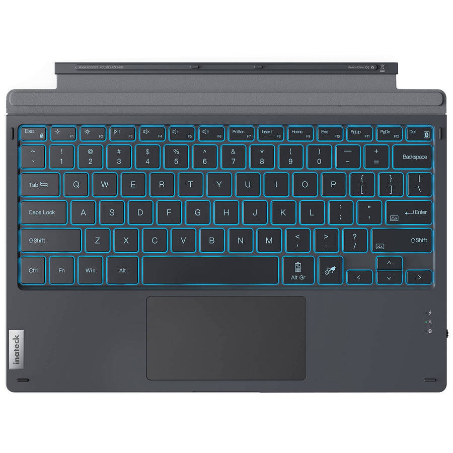 Surface Pro 7 Keyboard, Bluetooth 5.0, 7-Color Backlight, Compatible with Surface Pro 7/7+/6/5/4, KB02026 Gray