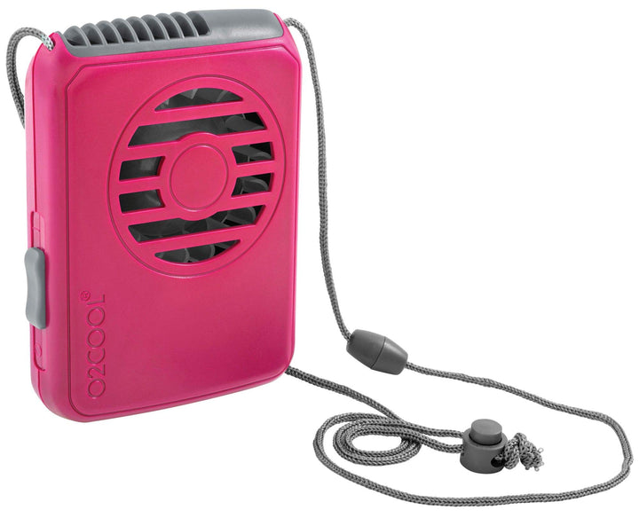 Battery Powered Deluxe Necklace Fan for Personal Cooling with Adjustable Lanyard (Raspberry)