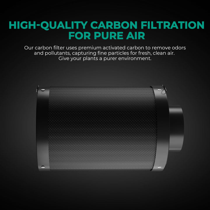 6 Inch Carbon Filter, Inline Air Filter Odor Control with Australian Virgin Charcoal, Carbon Filter for Inline Fan, Grow Tent, Hydroponics, Pre-Filter Included, Reversible Flange