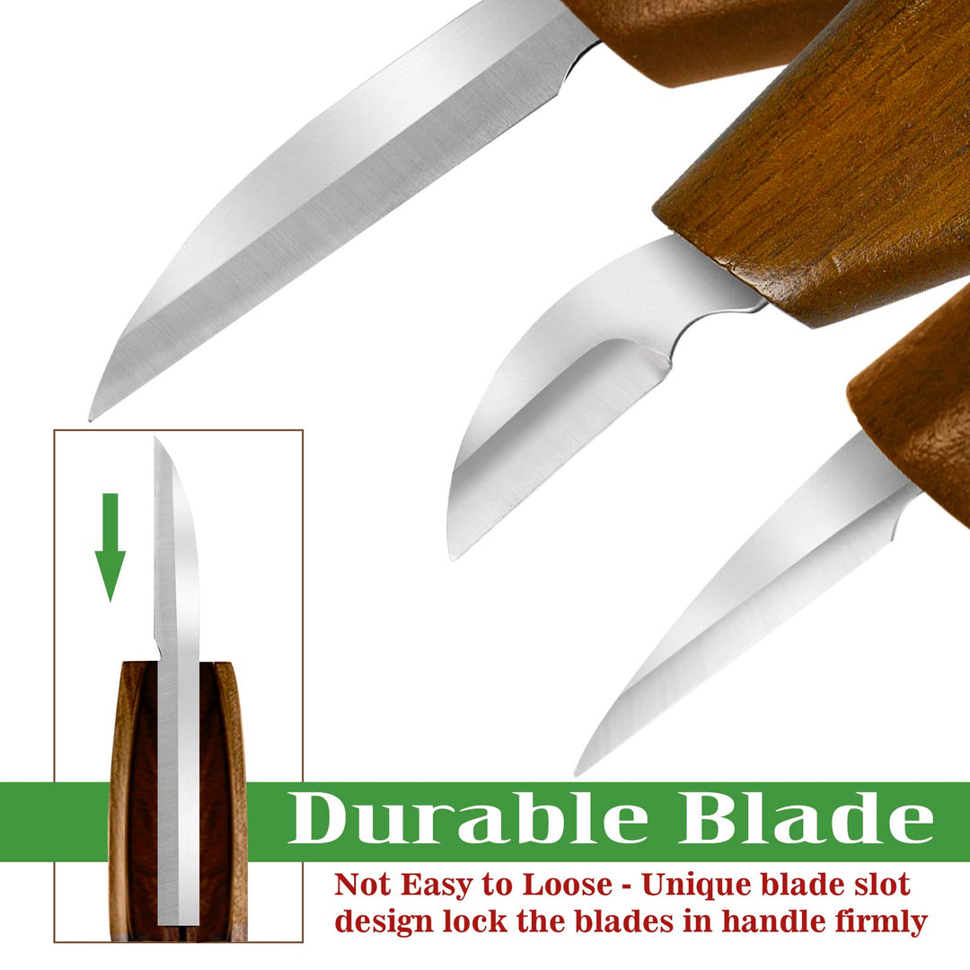 Wood Whittling Kit, 8 Pcs Wood Carving Tools for Beginners with Deluxe Felt Leather Case, Premium Chip Carving Knives Set,Detail Wood Knife Whittling Kit Cut Resistant Gloves Gift Box