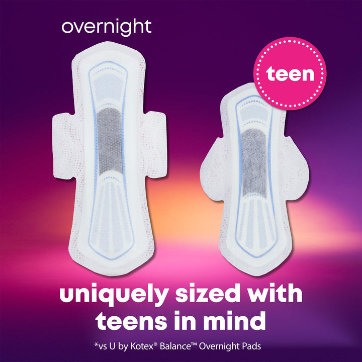 Balance Sized for Teens Ultra Thin Overnight Pads with Wings, 24 Count (Packaging May Vary)