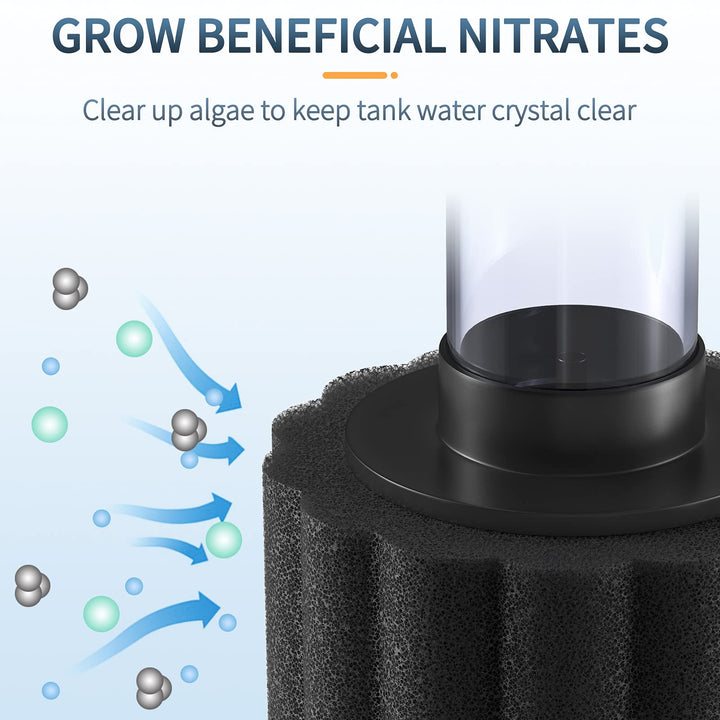 Aquarium Sponge Filter, Mini Sponge Filter Kit with Airline Tubing and Control Valve for Small Fish Tank up to 3 Gallon