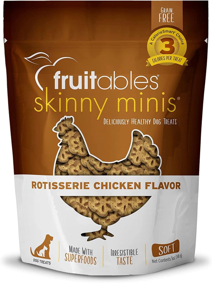 Skinny Mini Dog Treats, Healthy Pumpkin Treat for Dogs, Low Calorie & Delicious, Puppy Training, Free of Wheat, Corn and Soy, Made in the USA, Rotisserie Chicken Flavor, 5oz