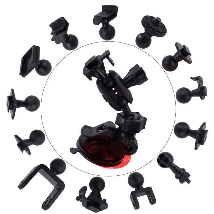 Dash Cam Suction Mount - Windshield & Dashboard Suction Cup Mount Holder/w Various Joints for Yi/Rexing/Falcon/Old Shark/VANTRUE/KDLINKS/WheelWitness/...(99% On-Dash Cameras Suitable)