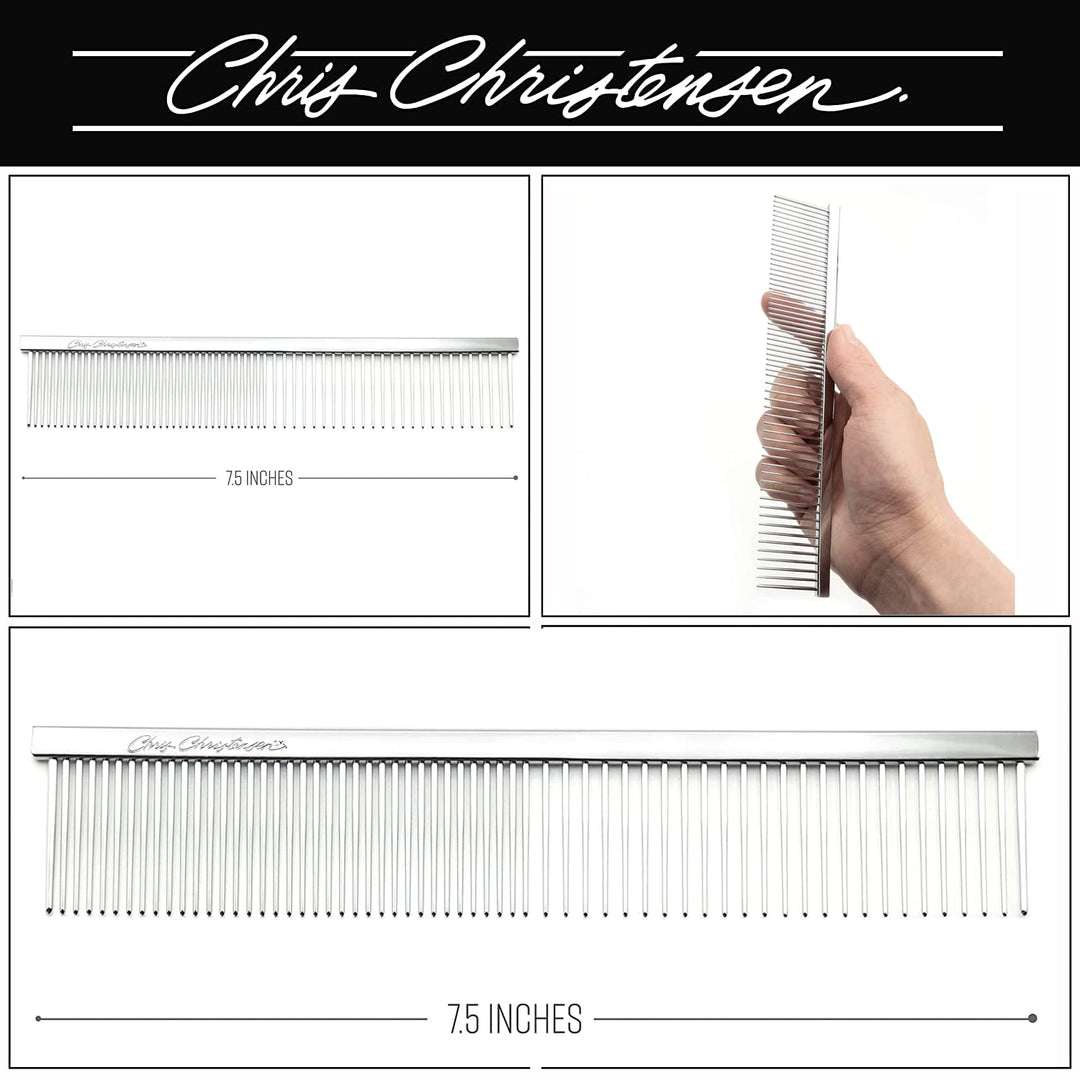 000 7.5 in. Greyhound Style Fine/Coarse Colored Butter Comb, Groom Like a Professional, Rounded Corners Prevent Friction and Breakage, Solid Brass with Steel Teeth, Chrome Finish